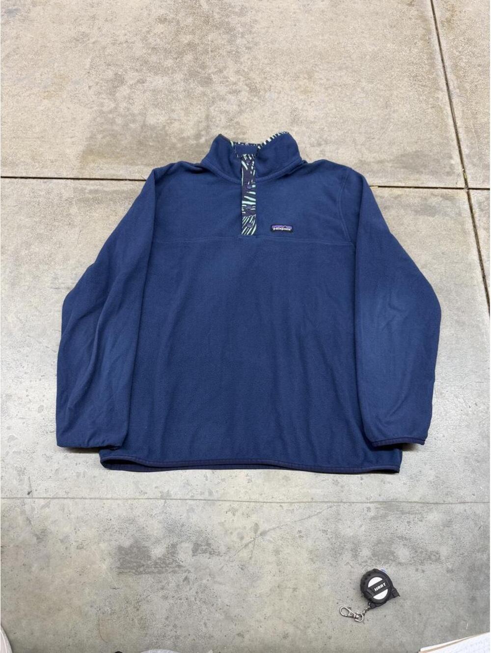vintage patagonia synchilla navy blue snap tee fleece jacket size large
